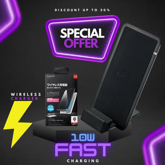 ELECOM Wireless Charger, Qi Compatible Universal Fast Wireless Charger, Wireless Charger for Android & iPhone